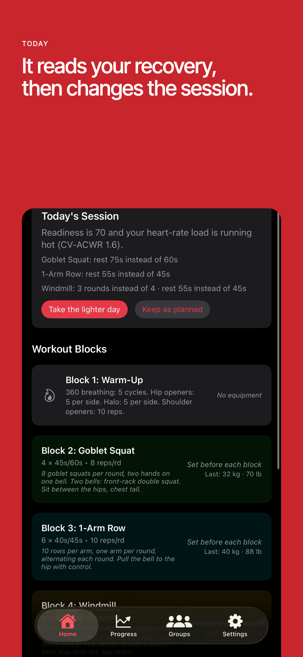 It reads your recovery, then changes the session.